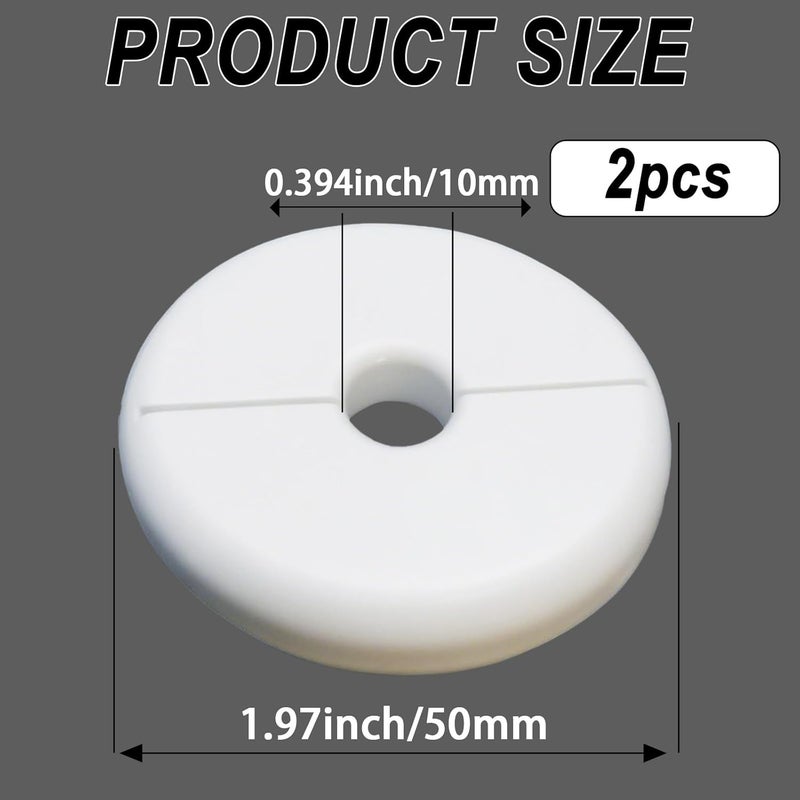 CAcoverVA 2 Pack Wall Split Flange for 0.39 Inch/10mm OD Pipe ABS Escutcheon Plate Self-Adhesive Round Plumbing Cover Plates for Water Pipe Faucet Decoration, White - Image 2